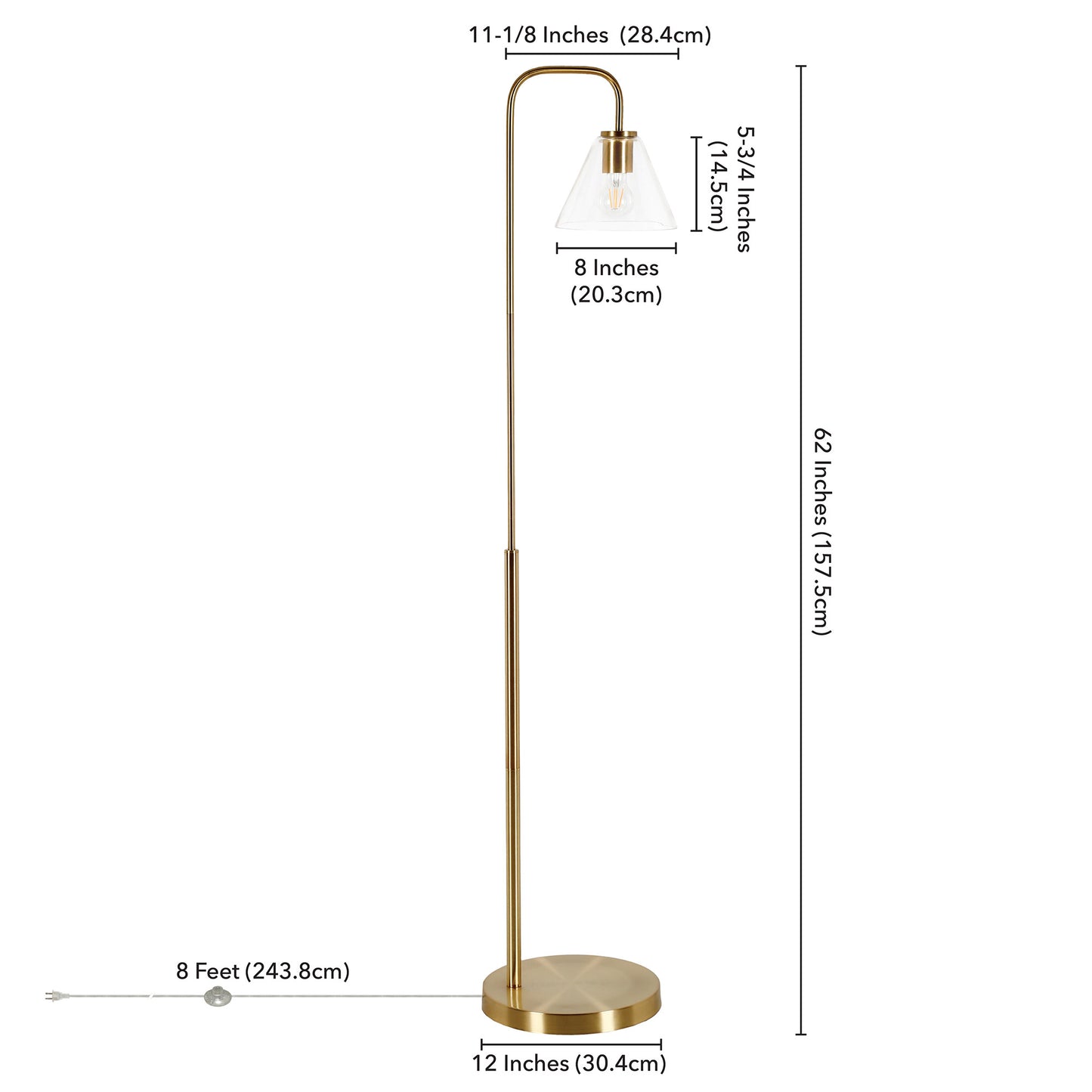 Brass Floor Lamp w/ Clear Glass Shade