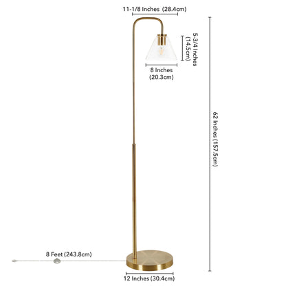Brass Floor Lamp w/ Clear Glass Shade