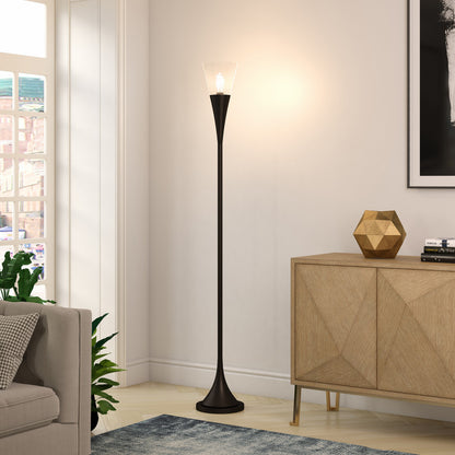Black Torchiere Floor Lamp w/ Shade
