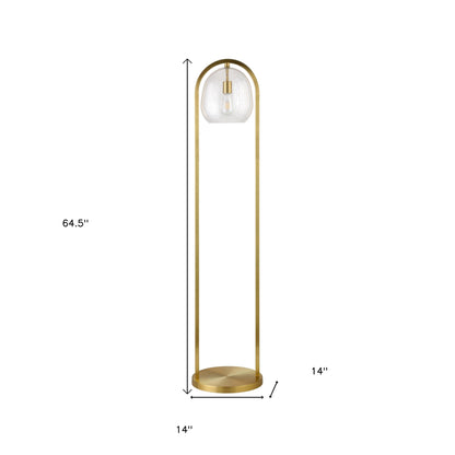 Brass Column Floor Lamp w/ Shade