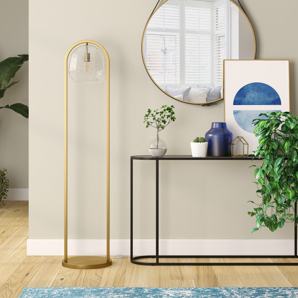 Brass Column Floor Lamp w/ Shade
