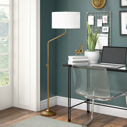 Brass Adjustable Floor Lamp w/ Shade