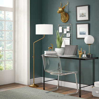 Brass Adjustable Floor Lamp w/ Shade
