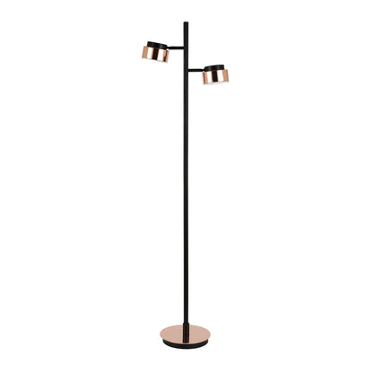 Black 2-Light Tree Floor Lamp w/ Copper Shade