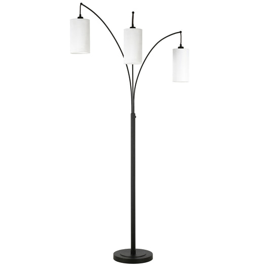 Black 3-Light Torchiere Floor Lamp w/ Shade