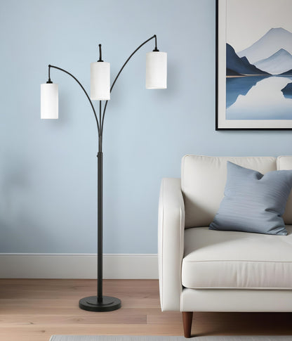 Black 3-Light Torchiere Floor Lamp w/ Shade