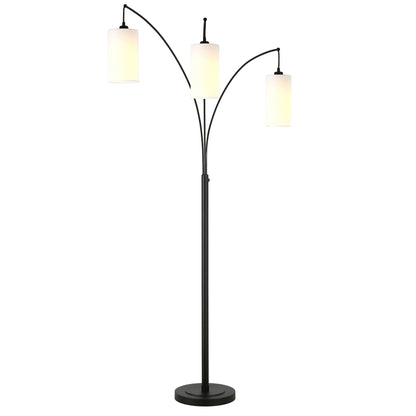 Black 3-Light Torchiere Floor Lamp w/ Shade