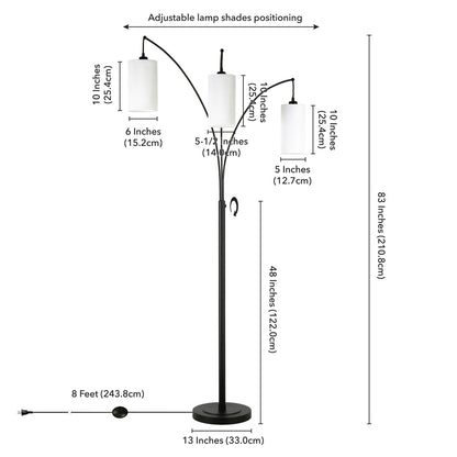 Black 3-Light Torchiere Floor Lamp w/ Shade