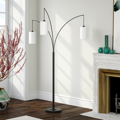 Black 3-Light Torchiere Floor Lamp w/ Shade