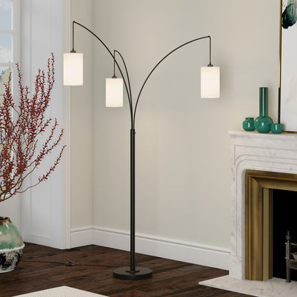 Black 3-Light Torchiere Floor Lamp w/ Shade