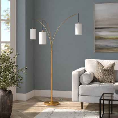 Brass 3-Light Tree Floor Lamp w/ Shade
