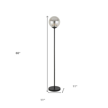 Black Floor Lamp w/ Gold Mercury Glass Globe