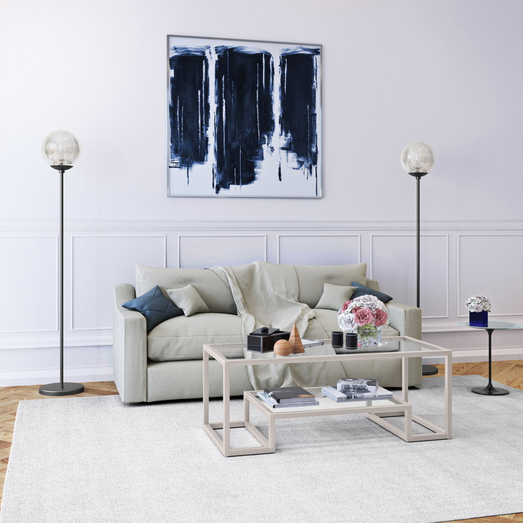 Black Floor Lamp w/ Gold Mercury Glass Globe