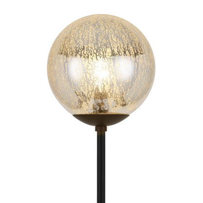 Black Floor Lamp w/ Gold Mercury Glass Globe