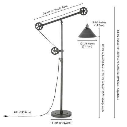 Steel Reading Floor Lamp w/ Silver Shade