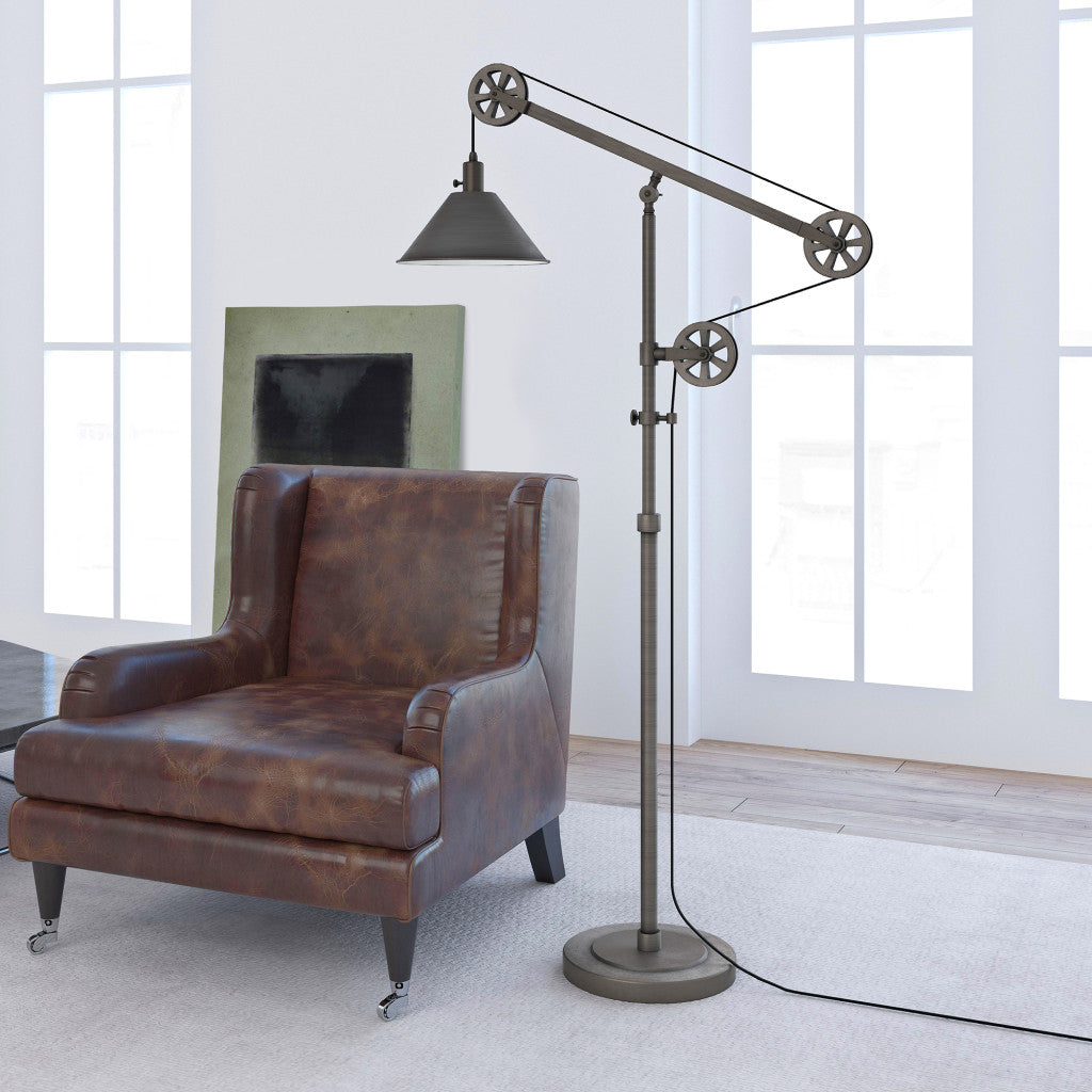 Steel Reading Floor Lamp w/ Silver Shade