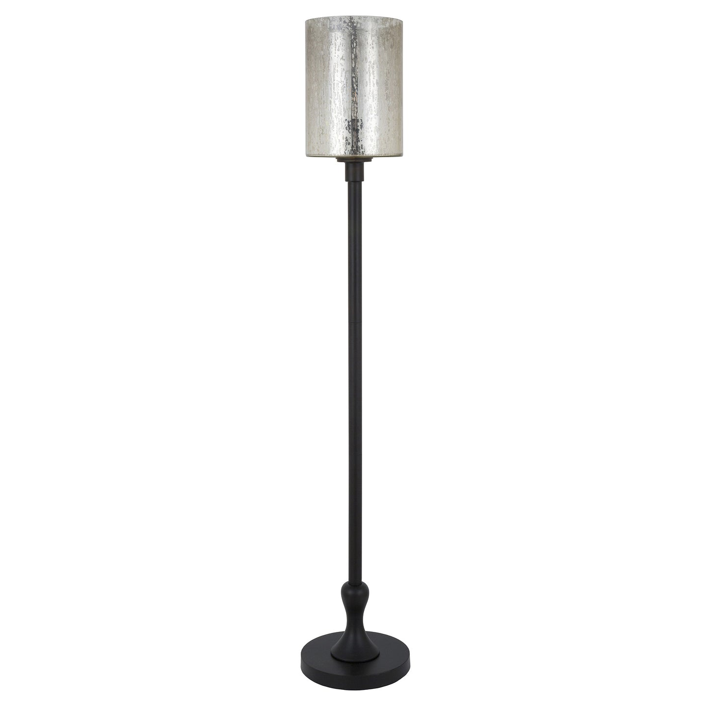 Black Torchiere Floor Lamp w/ Clear Glass Shade