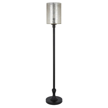 Black Torchiere Floor Lamp w/ Clear Glass Shade