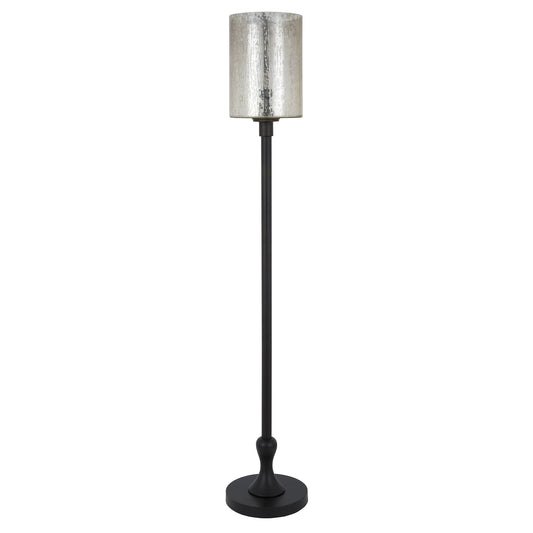 Black Torchiere Floor Lamp w/ Clear Glass Shade