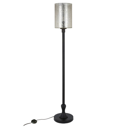 Black Torchiere Floor Lamp w/ Clear Glass Shade