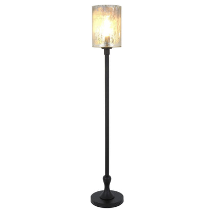 Black Torchiere Floor Lamp w/ Clear Glass Shade