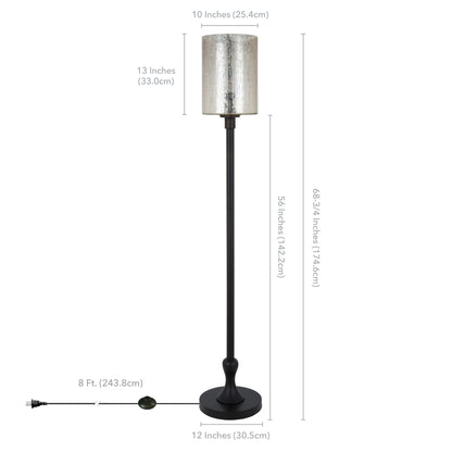 Black Torchiere Floor Lamp w/ Clear Glass Shade