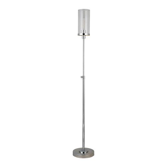Nickel Torchiere Floor Lamp w/ Clear Glass Shade