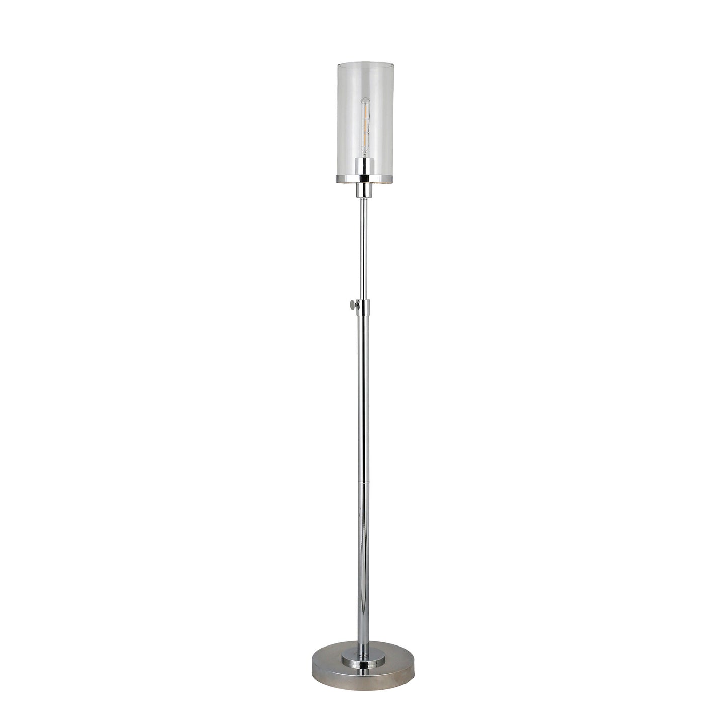 Nickel Torchiere Floor Lamp w/ Clear Glass Shade