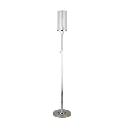 Nickel Torchiere Floor Lamp w/ Clear Glass Shade