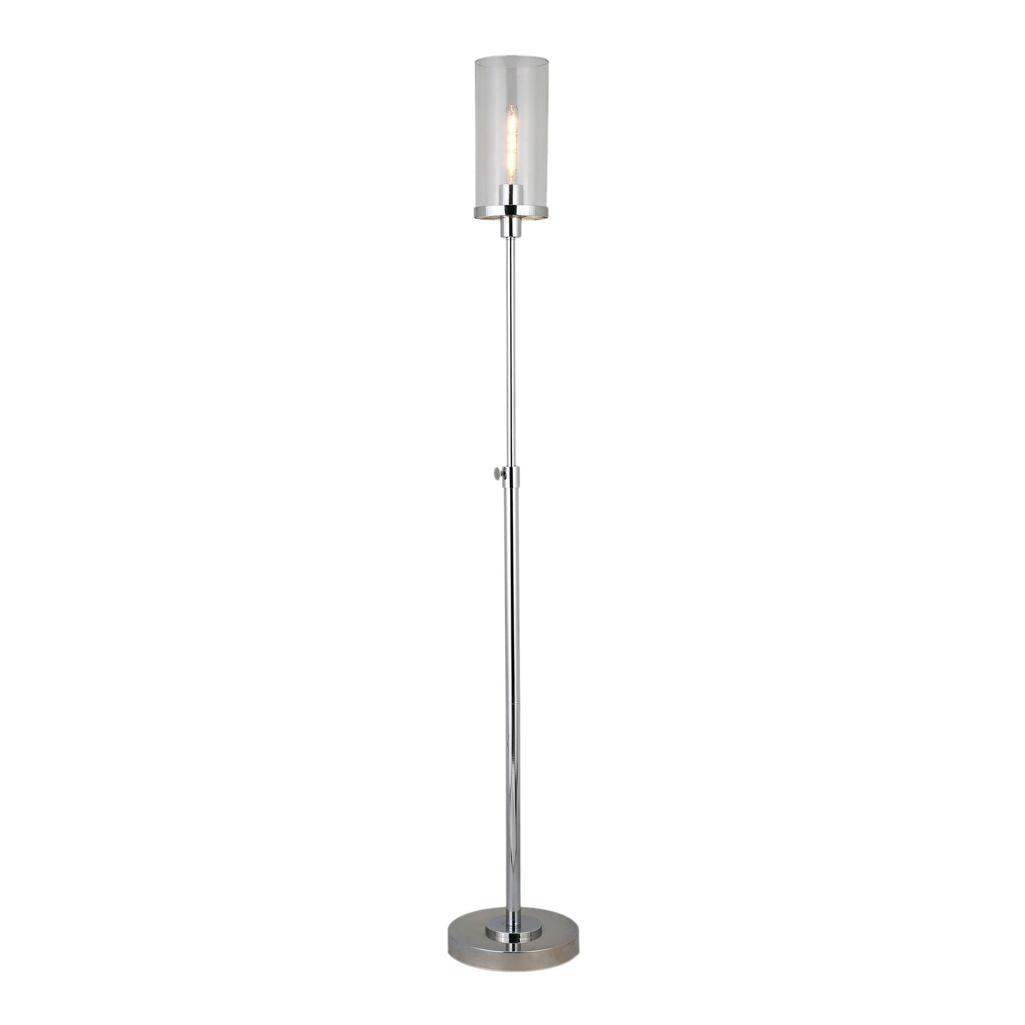 Nickel Torchiere Floor Lamp w/ Clear Glass Shade