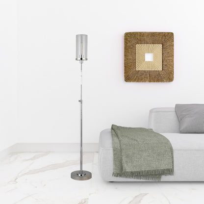 Nickel Torchiere Floor Lamp w/ Clear Glass Shade