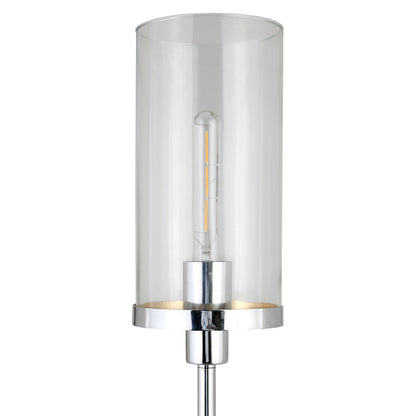 Nickel Torchiere Floor Lamp w/ Clear Glass Shade