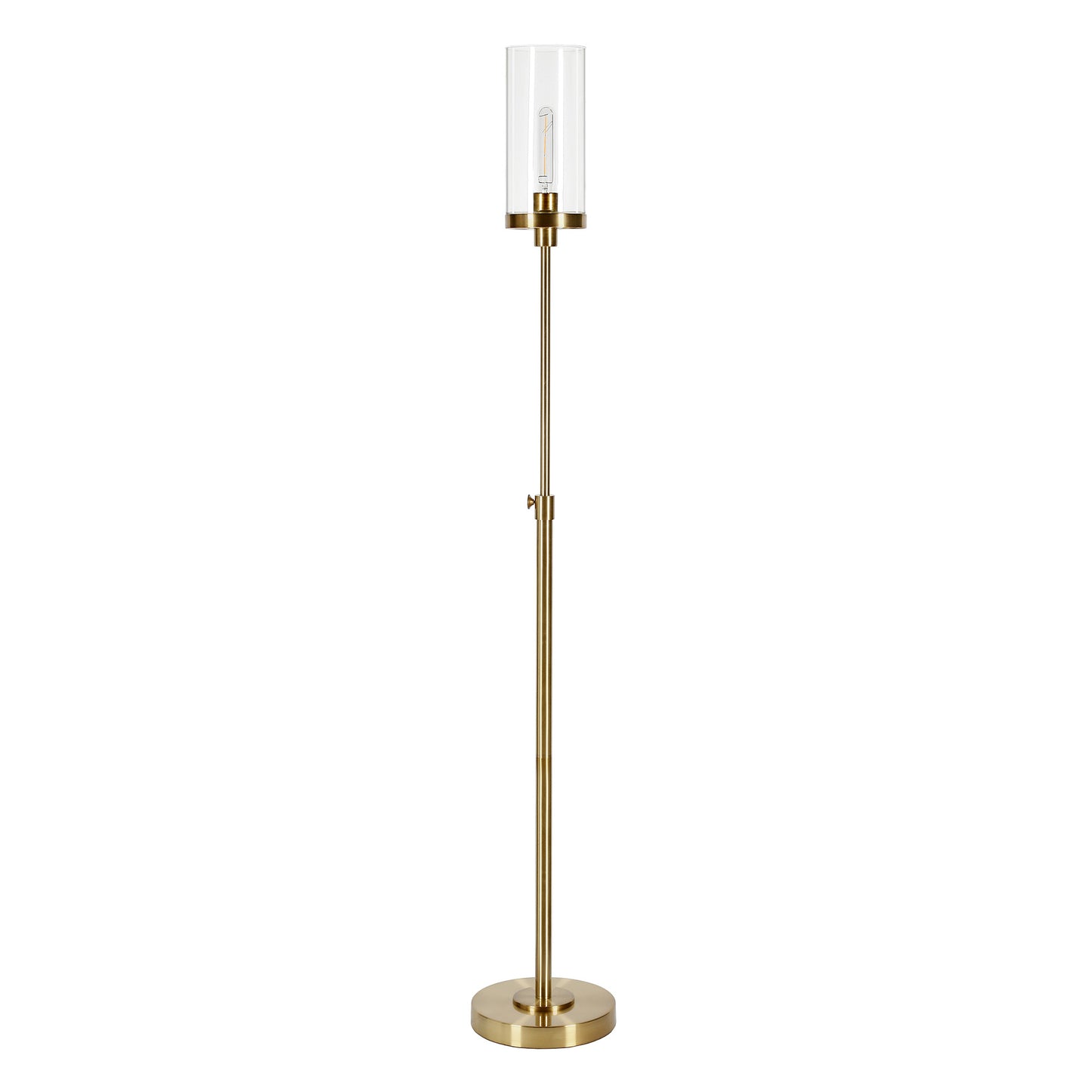 Brass Torchiere Floor Lamp w/ Clear Glass Shade