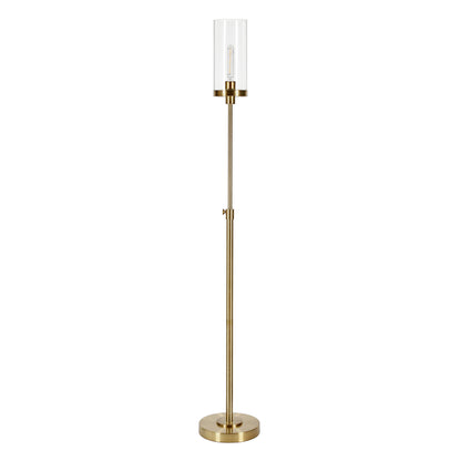 Brass Torchiere Floor Lamp w/ Clear Glass Shade