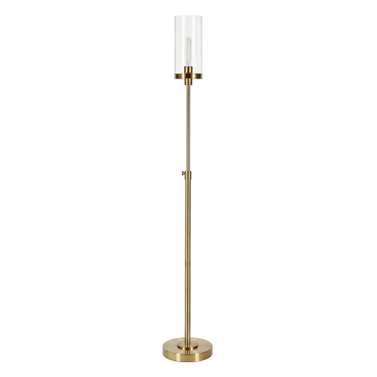 Brass Torchiere Floor Lamp w/ Clear Glass Shade