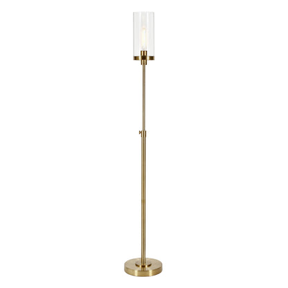 Brass Torchiere Floor Lamp w/ Clear Glass Shade