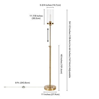 Brass Torchiere Floor Lamp w/ Clear Glass Shade