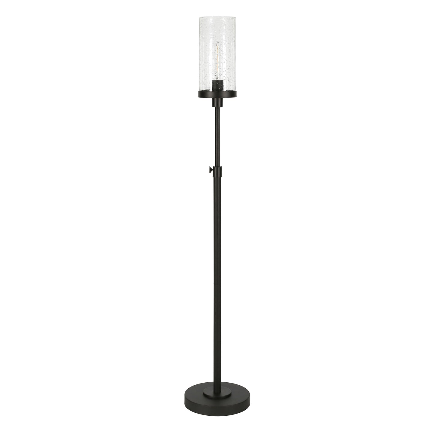 Black Adjustable Torchiere Floor Lamp w/ Clear Glass Shade