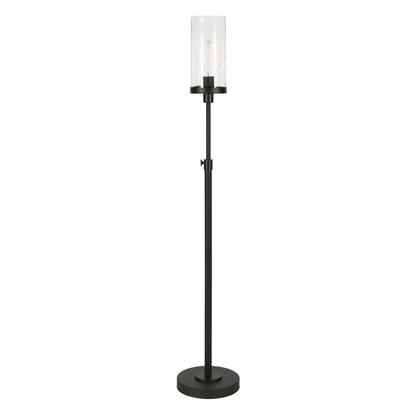 Black Adjustable Torchiere Floor Lamp w/ Clear Glass Shade