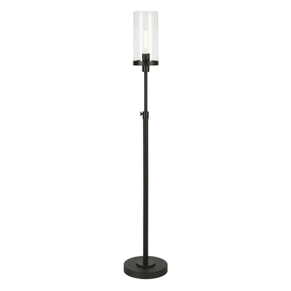 Black Adjustable Torchiere Floor Lamp w/ Clear Glass Shade