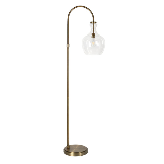 Brass Floor Lamp w/ Clear Glass Shade