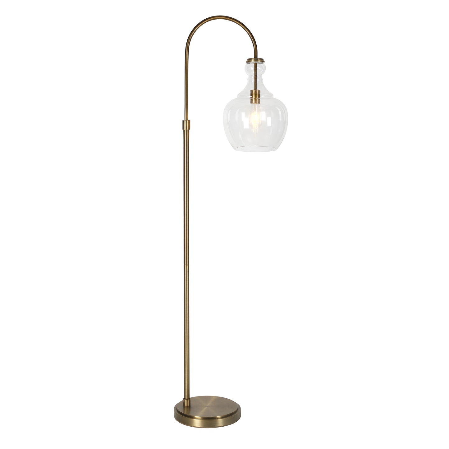 Brass Floor Lamp w/ Clear Glass Shade