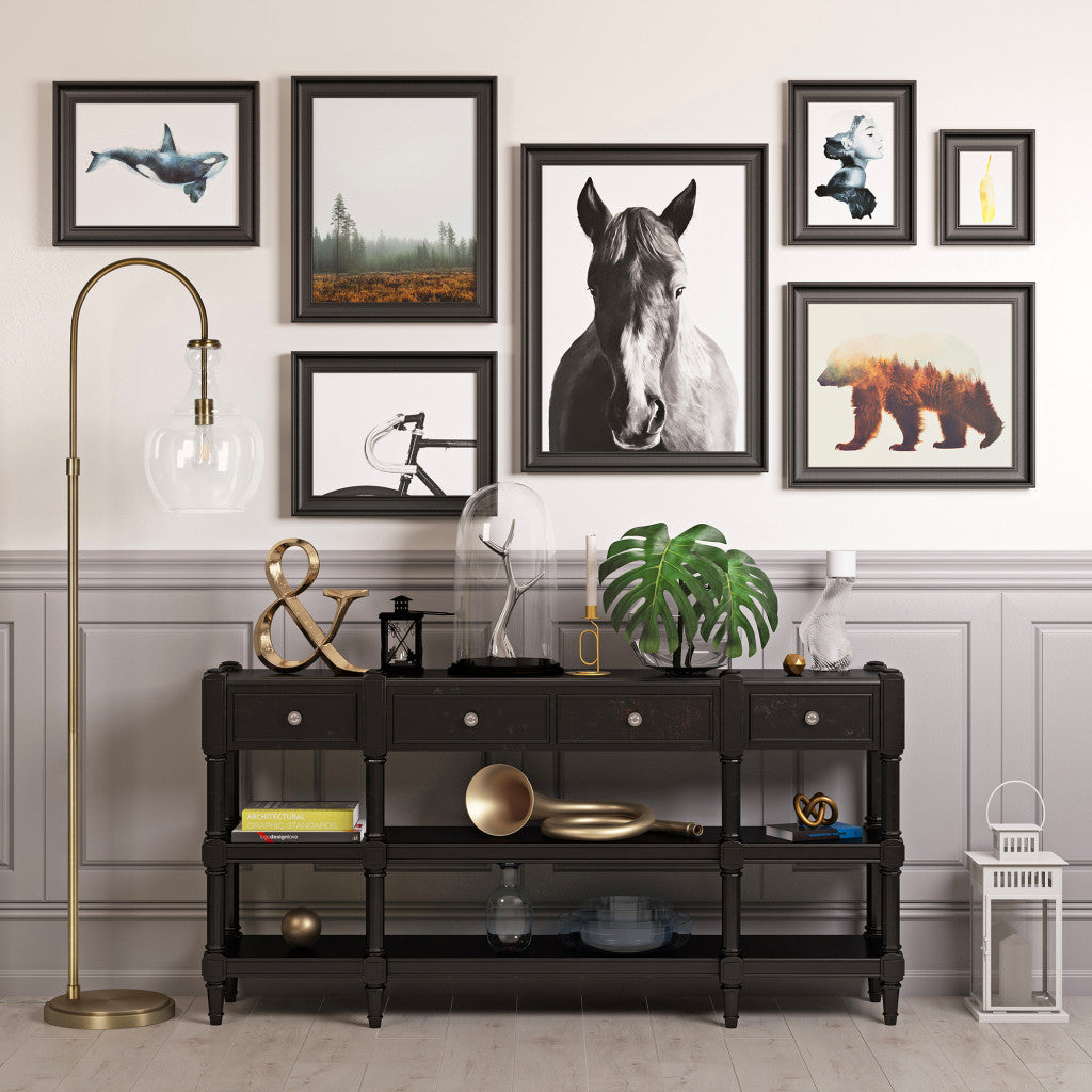 Brass Floor Lamp w/ Clear Glass Shade
