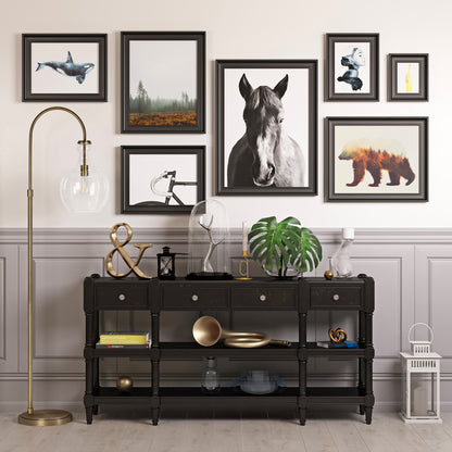 Brass Floor Lamp w/ Clear Glass Shade
