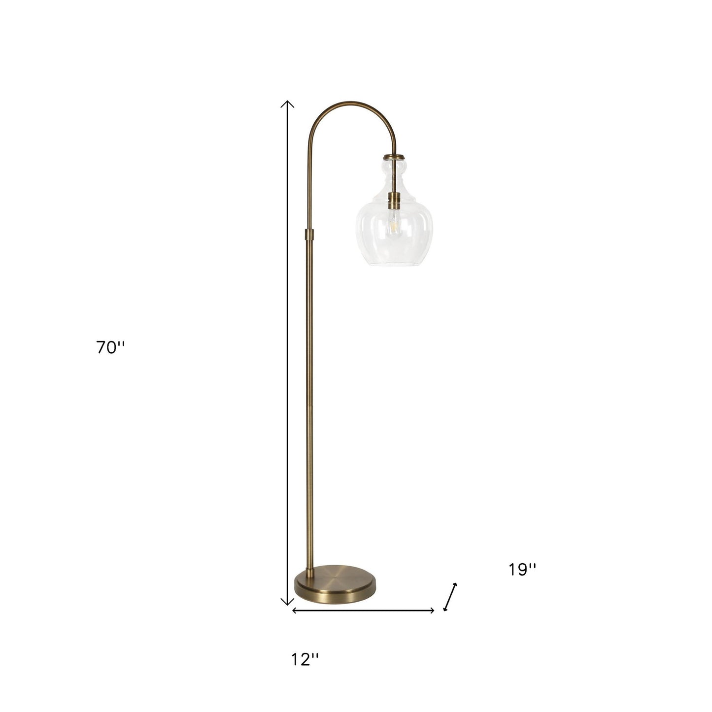 Brass Floor Lamp w/ Clear Glass Shade