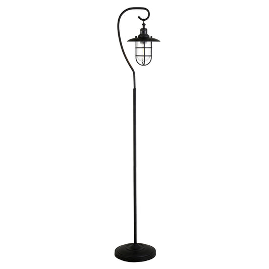 Black Floor Lamp w/ Clear Glass Shade