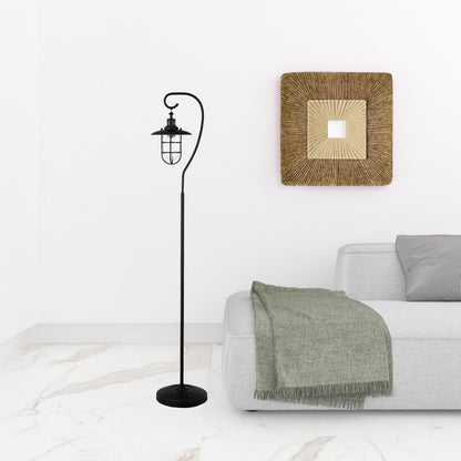 Black Floor Lamp w/ Clear Glass Shade