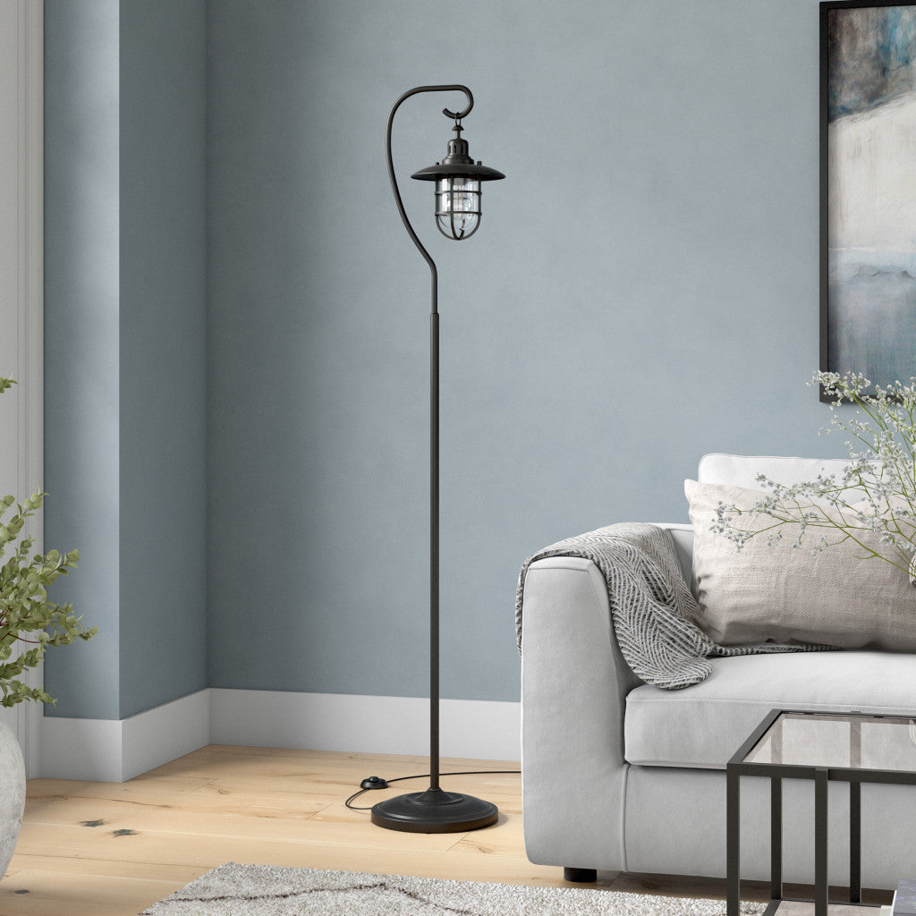 Black Floor Lamp w/ Clear Glass Shade
