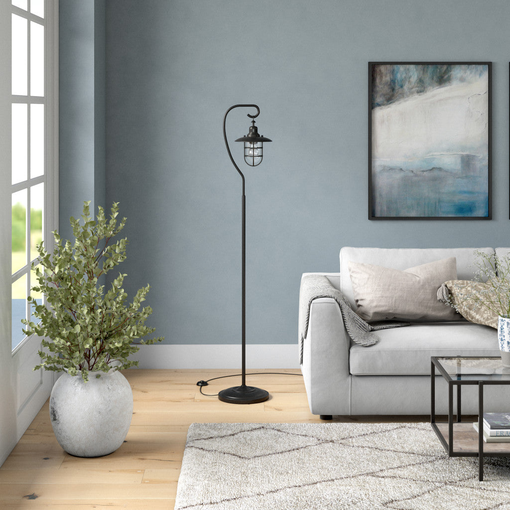 Black Floor Lamp w/ Clear Glass Shade