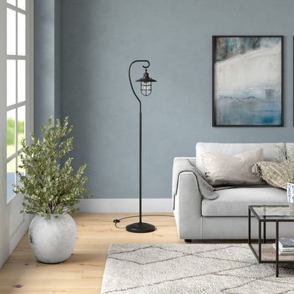 Black Floor Lamp w/ Clear Glass Shade